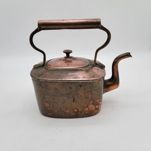 Antique Copper Gooseneck Tea Kettle - Picture 2 of 6